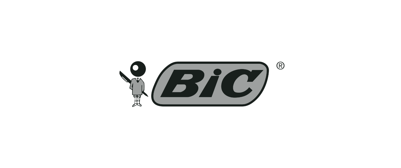 Logotipo da BIC, marca global de produtos essenciais. Sophia Ferreira, criadora de conteúdo e UGC Creator, contribuiu para a comunicação da marca, ampliando sua conexão com o público e gerando resultados autênticos.