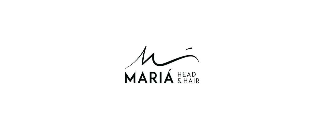 Logotipo da Maria Head & Hair, marca especializada em cuidados capilares. Sophia Ferreira, criadora de conteúdo e UGC Creator, fortaleceu a conexão da marca com o público, gerando resultados autênticos.